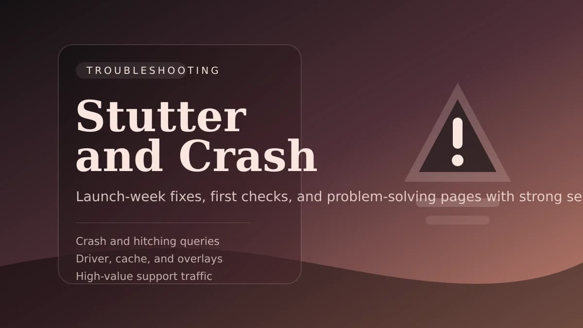 Stylized troubleshooting cover for crash on startup guide